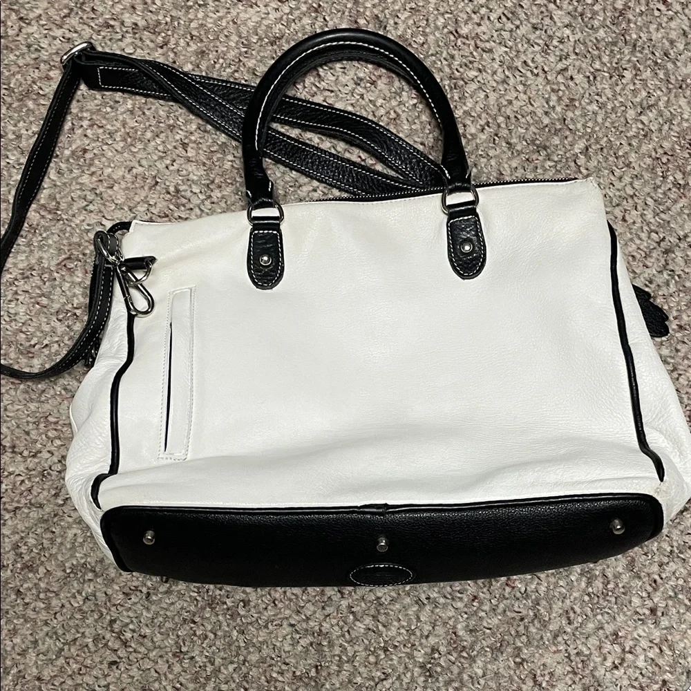 Roots leather xl Two-Tone White and Black Women’s Shoulder/crossbody Bag - Picture 9 of 15